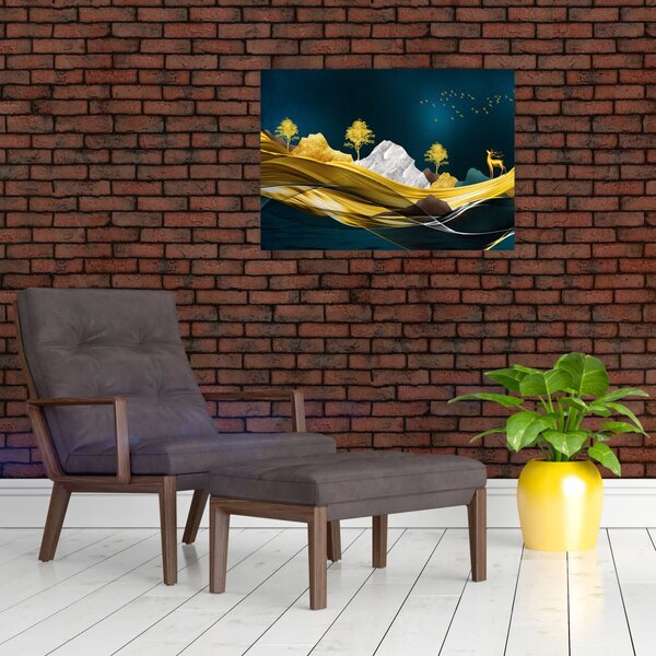 Obraz - Jelen v krajině (70x50 cm)