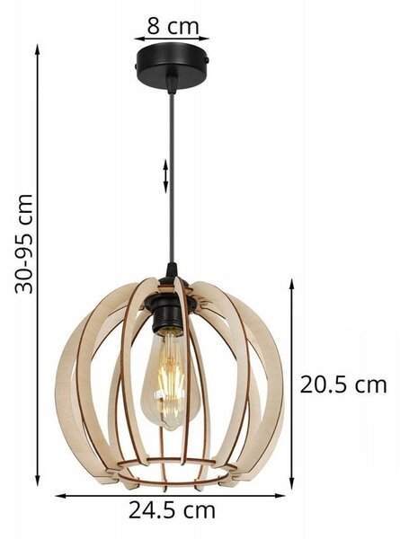 Závěsné svítidlo Timber 1, 1x dřevěné stínítko