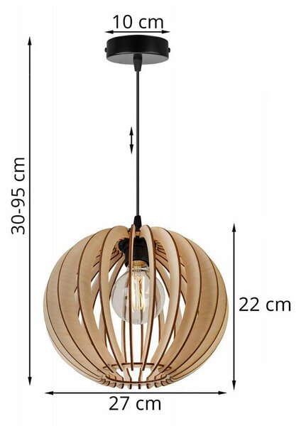 Závěsné svítidlo Timber 2, 1x dřevěné stínítko