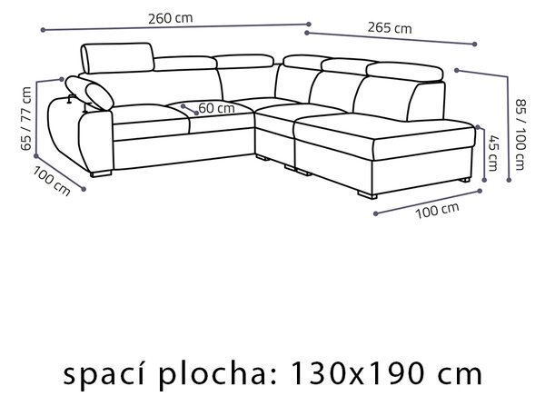 Sedací souprava BASTON | 260x265 cm | rozkládací + úložný prostor | VÝBĚR TKANIN