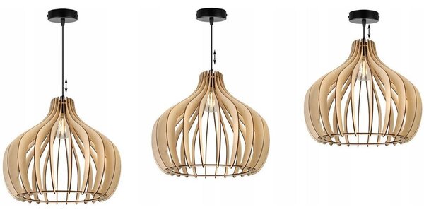 Závěsné svítidlo Timber 3, 1x dřevěné stínítko