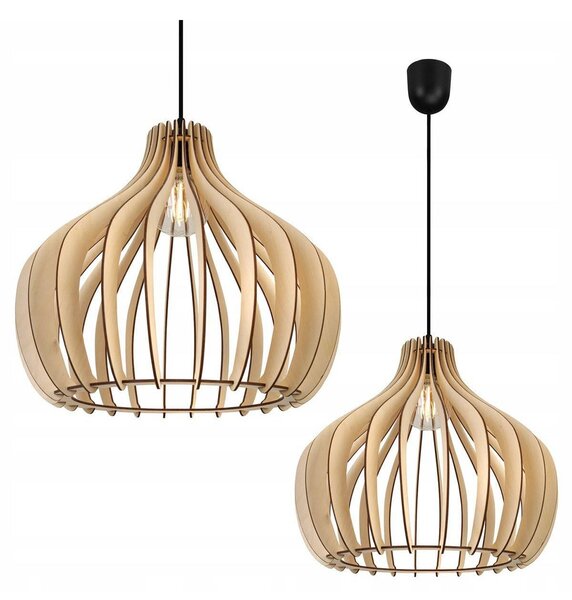 Závěsné svítidlo Timber 3, 1x dřevěné stínítko, lp