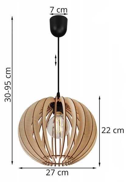 Závěsné svítidlo Timber 2, 1x dřevěné stínítko, lp