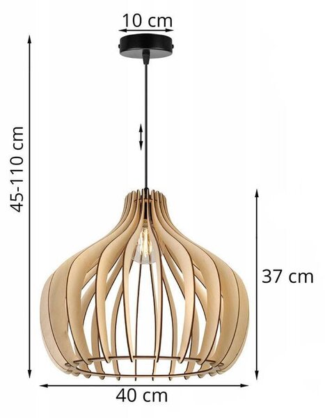 Závěsné svítidlo Timber 3, 1x dřevěné stínítko