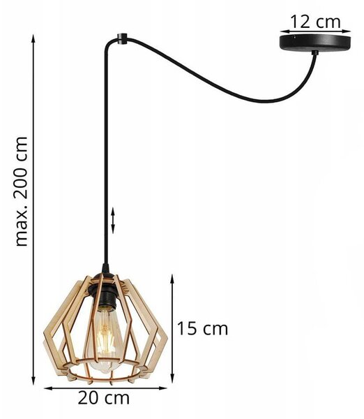 Závěsné svítidlo Timber Spider, 1x dřevěné stínítko