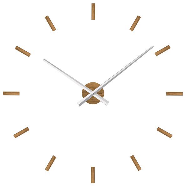 Velké dubové nalepovací hodiny VLAHA MINIMAL se stříbrnými ručkami ⌀ 84 cm