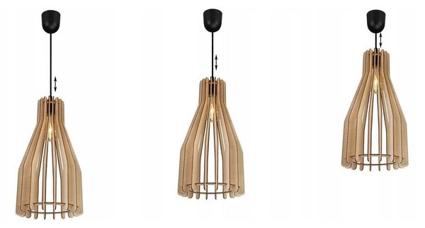 Závěsné svítidlo Timber 4, 1x dřevěné stínítko, lp