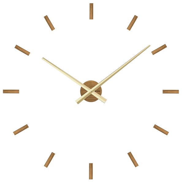 VLAHA Dubové nalepovací hodiny VLAHA MINIMAL vyrobené v Čechách se zlatými ručkami VCT1040 (nalepovací dubové dřevěné hodiny)