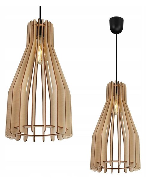 Závěsné svítidlo Timber 4, 1x dřevěné stínítko, lp