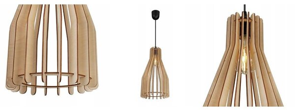 Závěsné svítidlo Timber 4, 1x dřevěné stínítko, lp