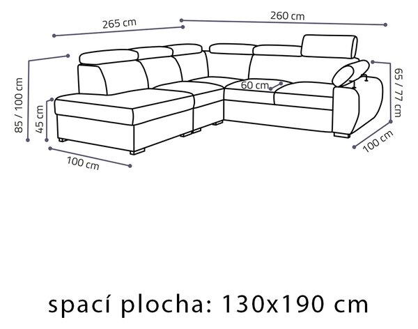 Sedací souprava BASTON | 265x260 cm | rozkládací + úložný prostor | VÝBĚR TKANIN