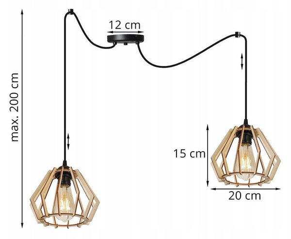 Závěsné svítidlo Timber Spider, 2x dřevěné stínítko