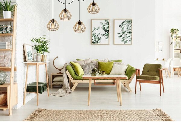 Závěsné svítidlo Timber, 4x dřevěné stínítko