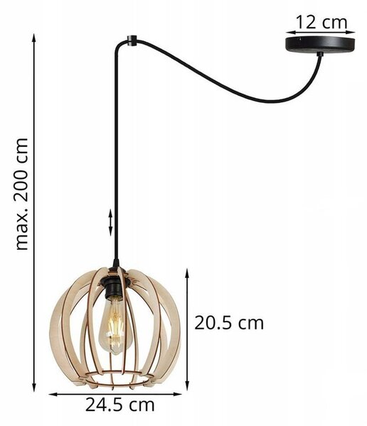 Závěsné svítidlo Timber Spider 1, 1x dřevěné stínítko