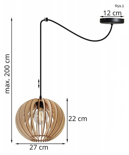 Závěsné svítidlo Timber Spider 2, 1x dřevěné stínítko