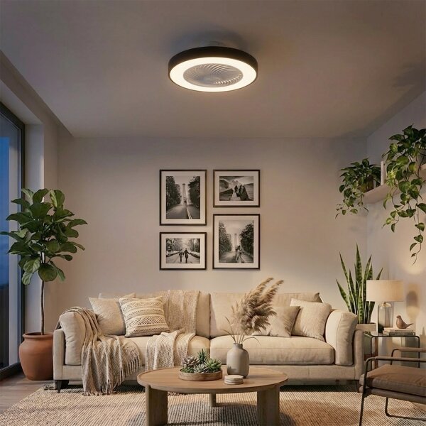 Brilagi-LED Stmívatelné svítidlo s ventilátorem LED/30W/230V 3000-6500K černá+DO