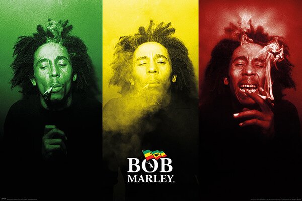 Plakát, Obraz - Bob Marley - Tricolour Smoke