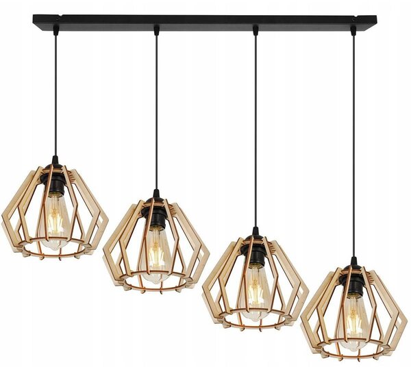Závěsné svítidlo Timber, 4x dřevěné stínítko