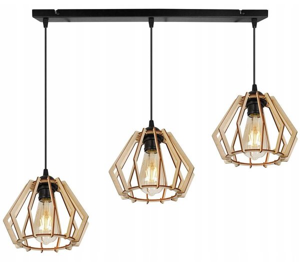 Závěsné svítidlo Timber, 3x dřevěné stínítko