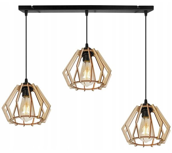 Závěsné svítidlo Timber, 3x dřevěné stínítko