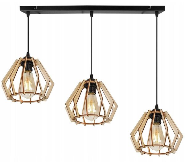 Závěsné svítidlo Timber, 3x dřevěné stínítko