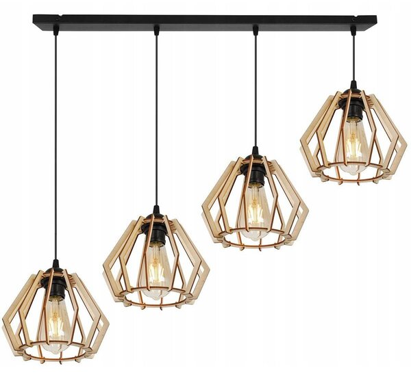 Závěsné svítidlo Timber, 4x dřevěné stínítko