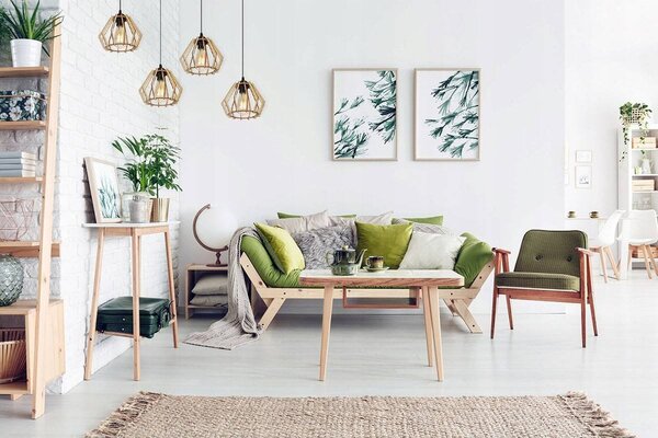 Závěsné svítidlo Timber, 4x dřevěné stínítko