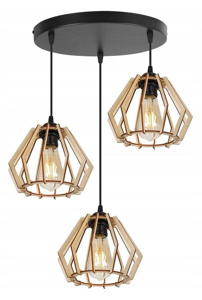 Závěsné svítidlo Timber, 3x dřevěné stínítko