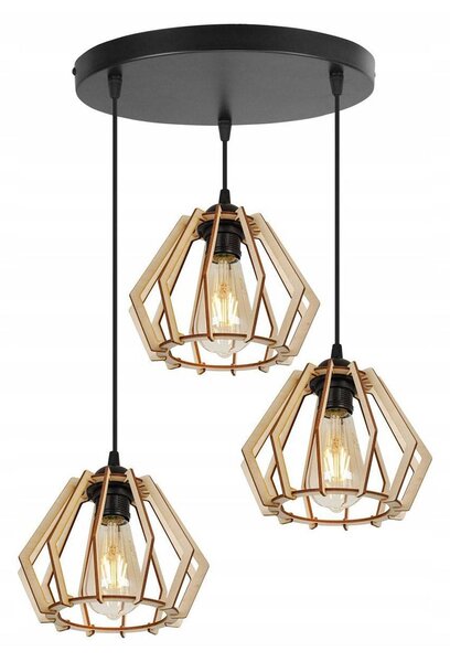 Závěsné svítidlo Timber, 3x dřevěné stínítko
