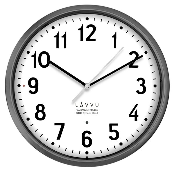 LAVVU Nástěnné šedé hodiny Accurate Metallic Silver řízené rádiovým signálem - 3 ROKY ZÁRUKA! LCR3011 (LAVVU Šedé hodiny Accurate Metallic Silver řízené rádiovým signálem - 3 ROKY ZÁRUKA! LCR3011)