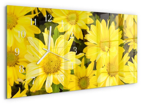 Skleněné hodiny horizontální Žluté květy zsppb-60x30-00295258