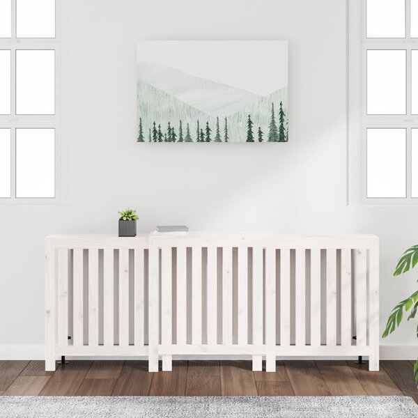 Kryt na radiátor bílý 210x21x85 cm masivní borové dřevo