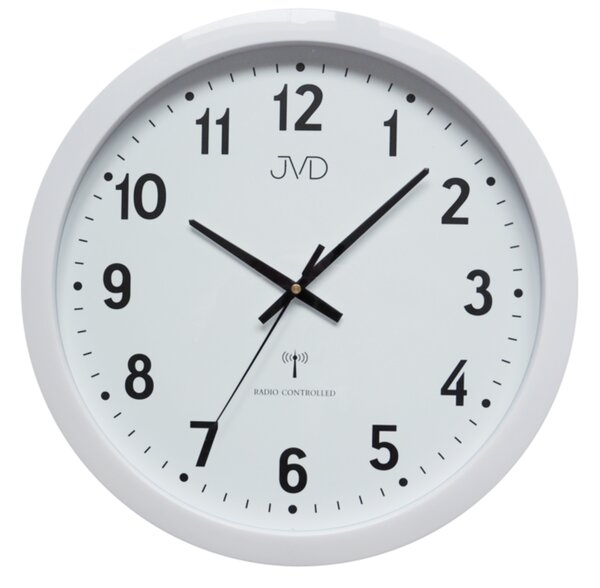 JVD Bílé kulaté rádiem řízené velké hodiny JVD RH652 - průměr 40cm