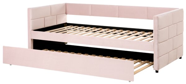 Rozkládací postel Umělý samet CHAVONNE 90 x 200 cm Růžová