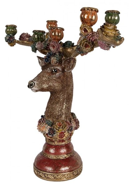 Svícen na 6 svíček ve tvaru srdny s květy – 51x21x50 cm