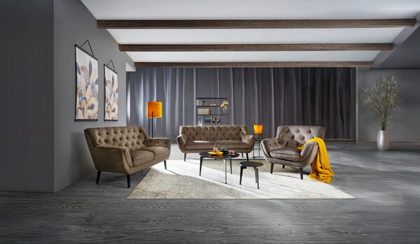 KŘESLO CHESTERFIELD, dřevo, textil, šedá, černá Stylife - Křesla klasická