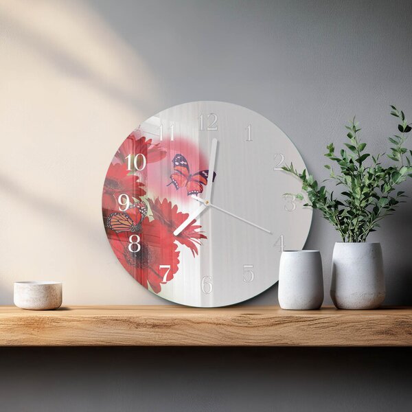 Skleněné hodiny na stěnu Gerbera zsob-fi30-00085317