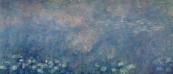 Claude Monet - Obrazová reprodukce Waterlilies: Two Weeping Willows, centre left section, (50 x 21.5 cm)