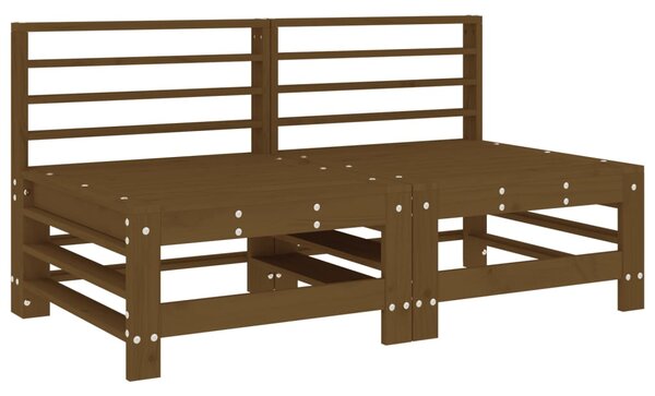 Středové pohovky s poduškami 2 ks medově hnědé masivní borovice