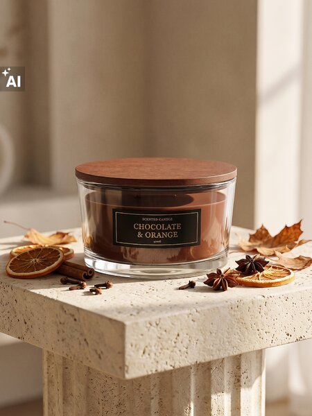 Sinsay - Vonná svíčka s dřevěným knotem Chocolate & Orange - hnědá