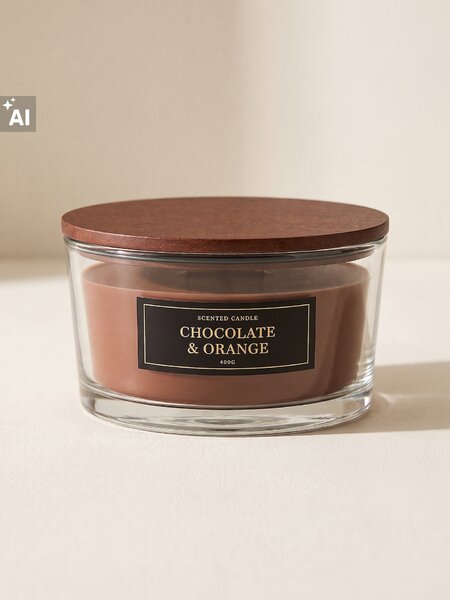 Sinsay - Vonná svíčka s dřevěným knotem Chocolate & Orange - hnědá
