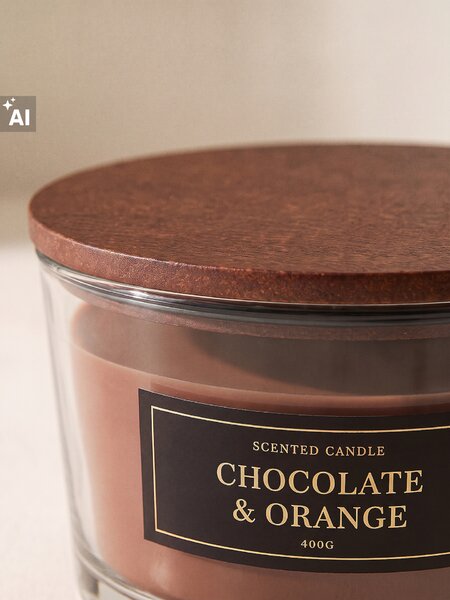 Sinsay - Vonná svíčka s dřevěným knotem Chocolate & Orange - hnědá
