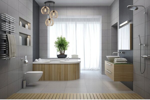 Závěsné svítidlo Timber 1, 3x dřevěné stínítko, BS