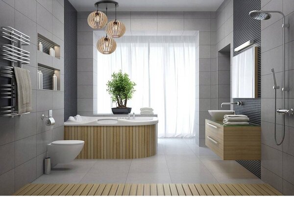 Závěsné svítidlo Timber 2, 3x dřevěné stínítko
