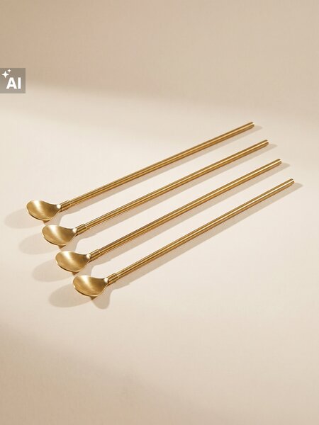 Sinsay - Sada koktejlových lžiček 4 pack - zlatá