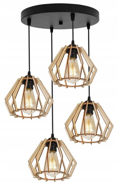 Závěsné svítidlo Timber, 4x dřevěné stínítko