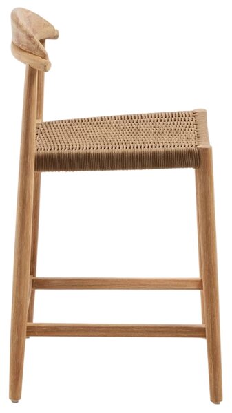 Kave Home Dřevěná barová židle Nina 62 cm s hnědým výpletem