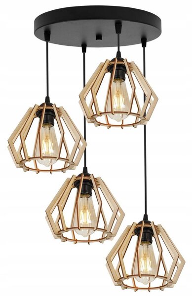 Závěsné svítidlo Timber, 4x dřevěné stínítko