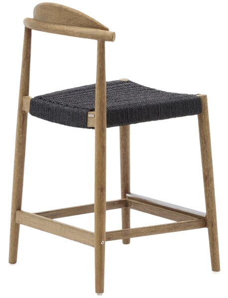 Dřevěná barová židle Kave Home Nina 62 cm s černým výpletem