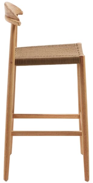 Dřevěná barová židle Kave Home Nina 76 cm s hnědým výpletem